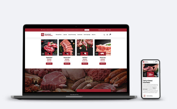 Homestead Meat Company responsive website mockup on laptop and phone